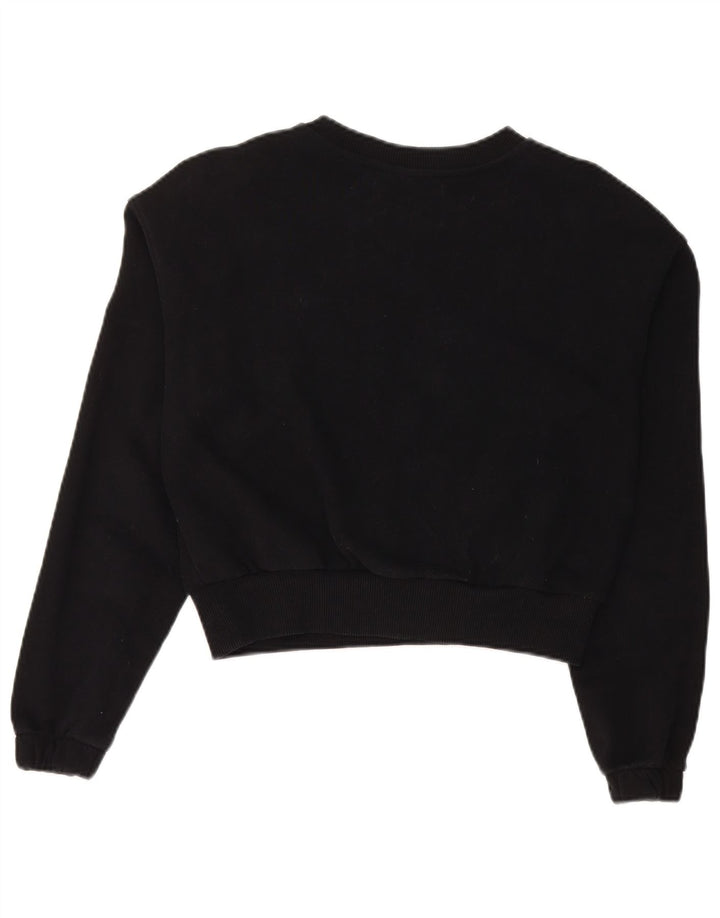 CALVIN KLEIN JEANS Womens Crop Sweatshirt Jumper UK 10 Small Black