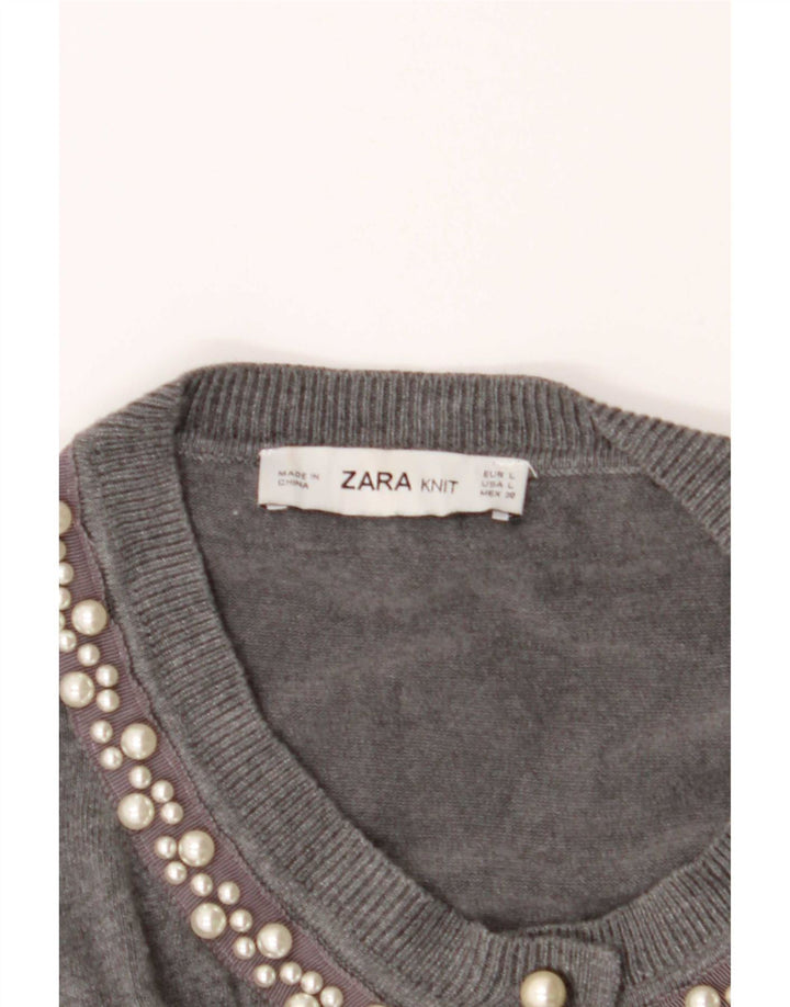 Zara Womens Cardigan Sweater UK 14 Large Grey