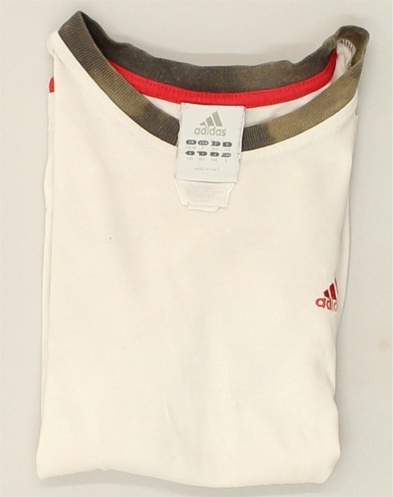 ADIDAS Boys T-Shirt Top 9-10 Years Off White Cotton | Vintage Adidas | Thrift | Second-Hand Adidas | Used Clothing | Messina Hembry 