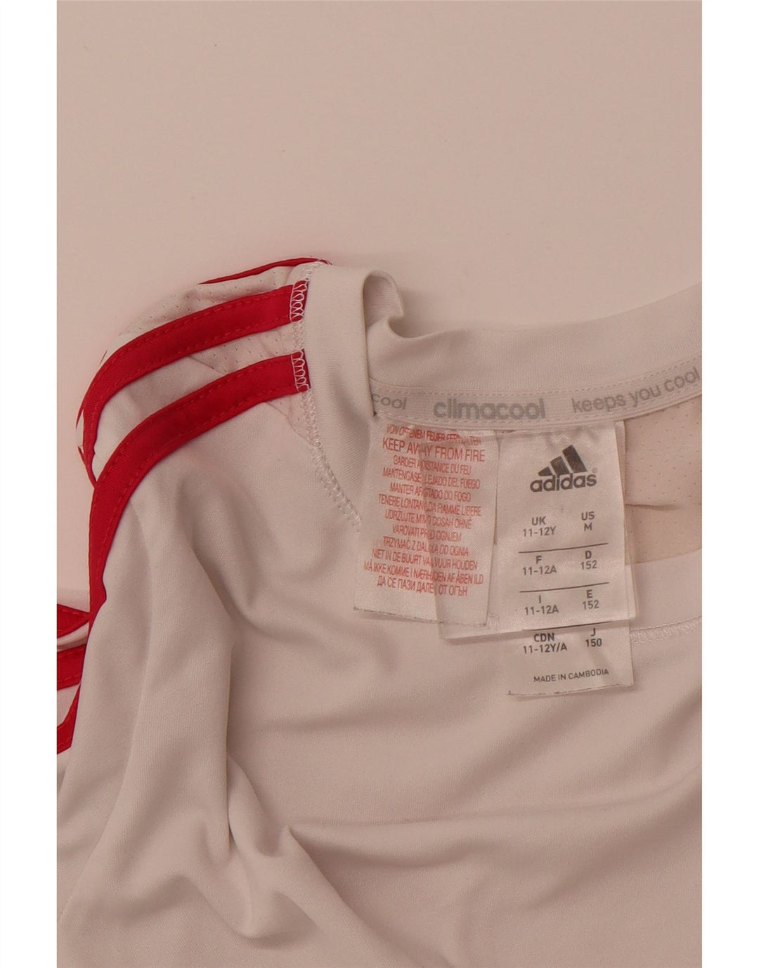 ADIDAS Girls Climacool Graphic T-Shirt Top 11-12 Years White Polyester