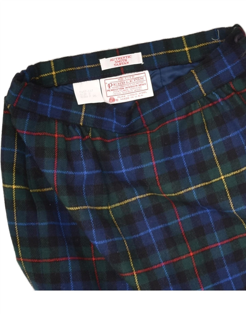 PENDLETON Womens A-Line Skirt US 2 XS W26 Multicoloured Check Virgin Wool | Vintage Pendleton | Thrift | Second-Hand Pendleton | Used Clothing | Messina Hembry 