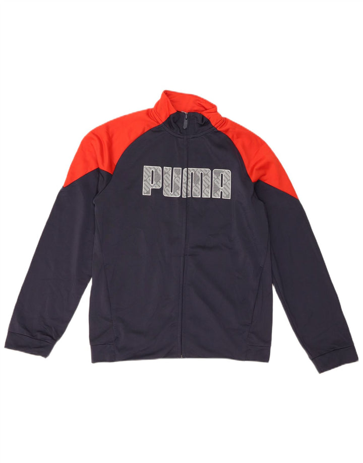 Puma Boys Graphic Tracksuit Top Jacket 13-14 Years Navy Blue Colourblock