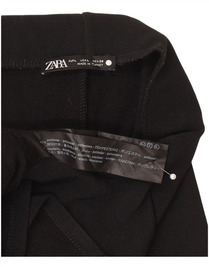Zara Womens High Waist Midi Skirt Large W30  Black Polyester