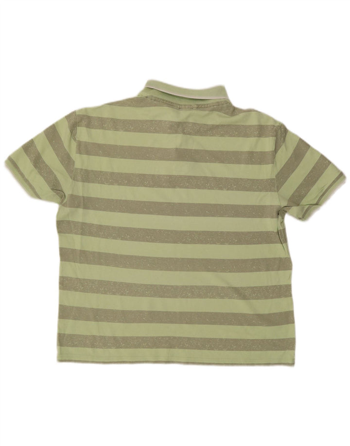 Asics Mens Polo Shirt 2XL Green Striped Cotton