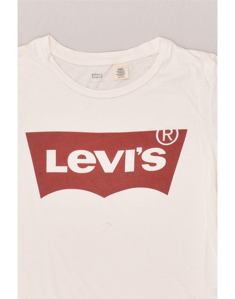 LEVI'S Womens Graphic T-Shirt Top UK 6 XS White | Vintage Levi's | Thrift | Second-Hand Levi's | Used Clothing | Messina Hembry 