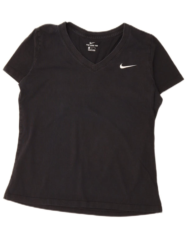 Nike Womens T-Shirt Top UK 14 Medium Black Cotton