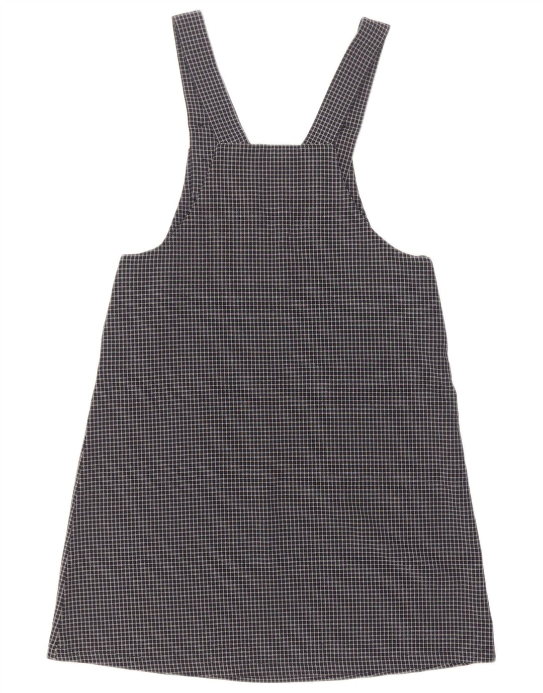 Vintage Womens Dungaree Dress UK 12 Medium Navy Blue Check
