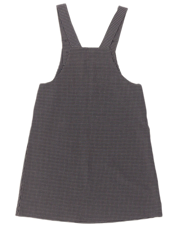 Vintage Womens Dungaree Dress UK 12 Medium Navy Blue Check