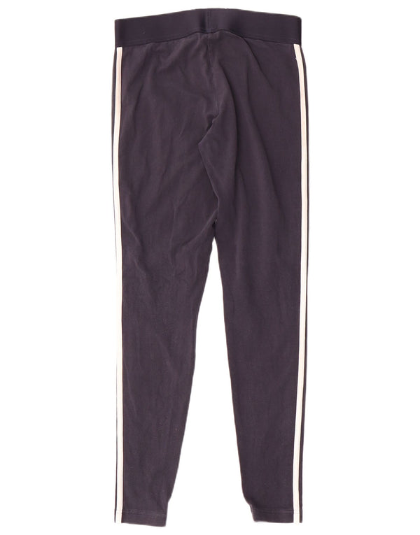 Adidas Womens Leggings UK 12/14 Medium  Navy Blue Cotton