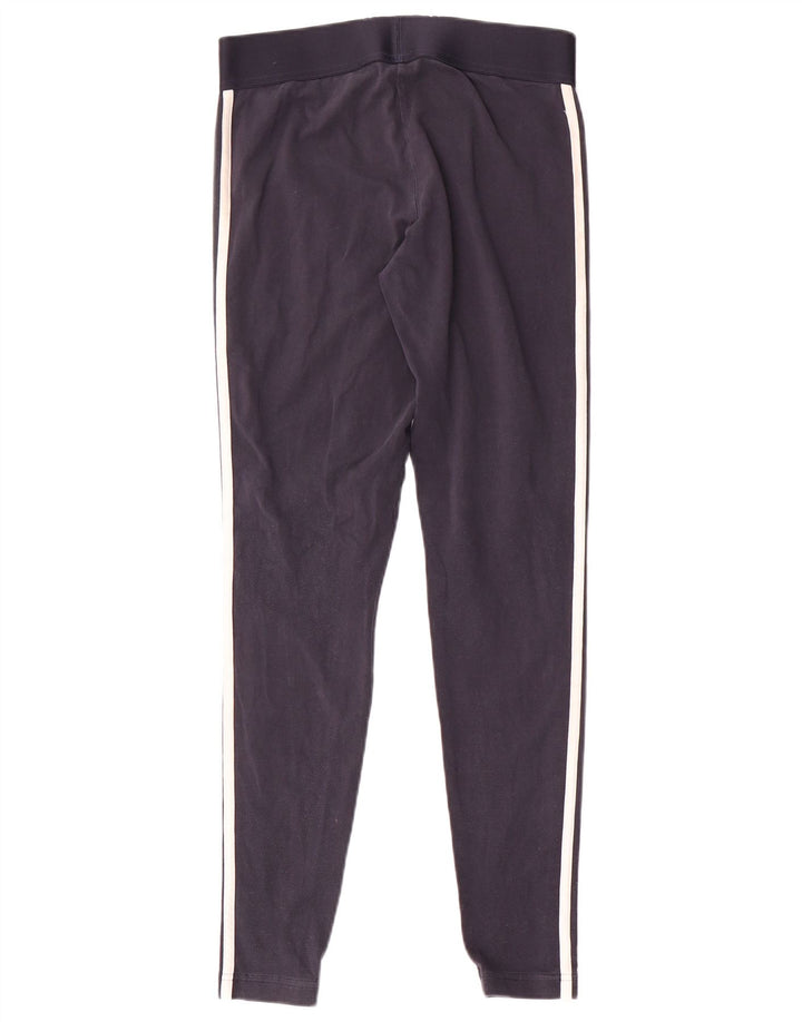 Adidas Womens Leggings UK 12/14 Medium  Navy Blue Cotton
