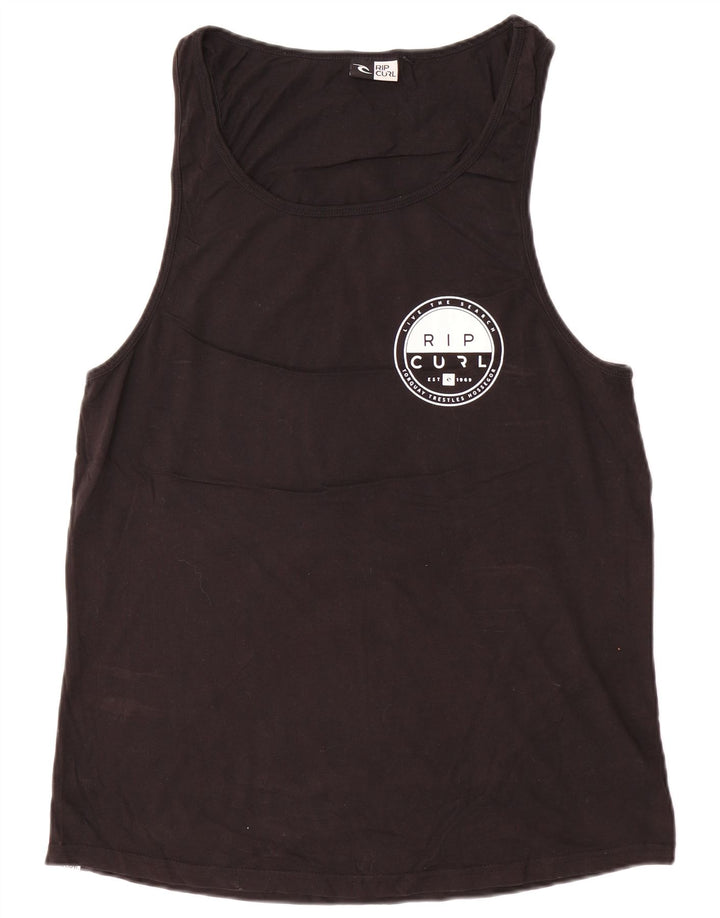 Rip Curl Mens Graphic Vest Top Large Black Cotton