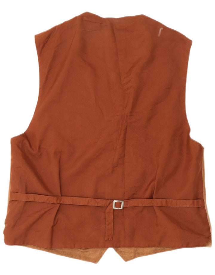 VINTAGE Mens Suede Waistcoat Medium Brown