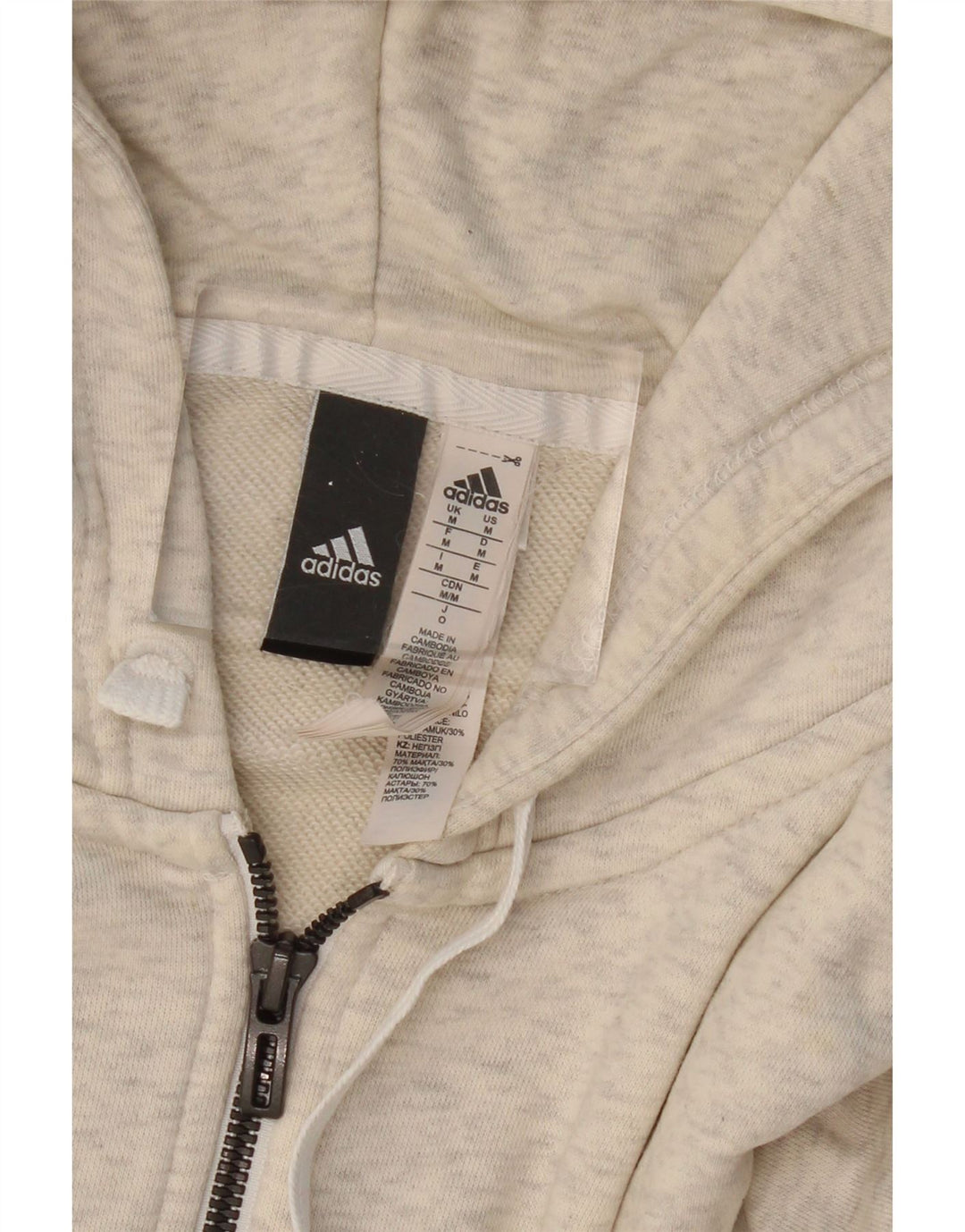 ADIDAS Mens Graphic Zip Hoodie Sweater Medium Grey Cotton