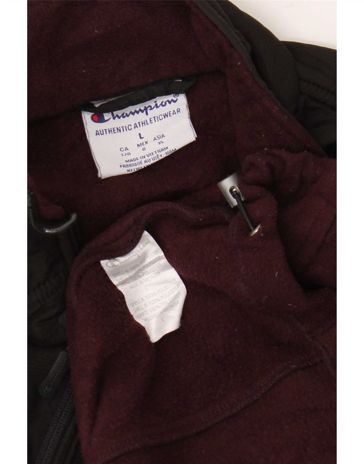 Champion Mens Fleece Jacket UK 40 Large Maroon Colourblock Polyester