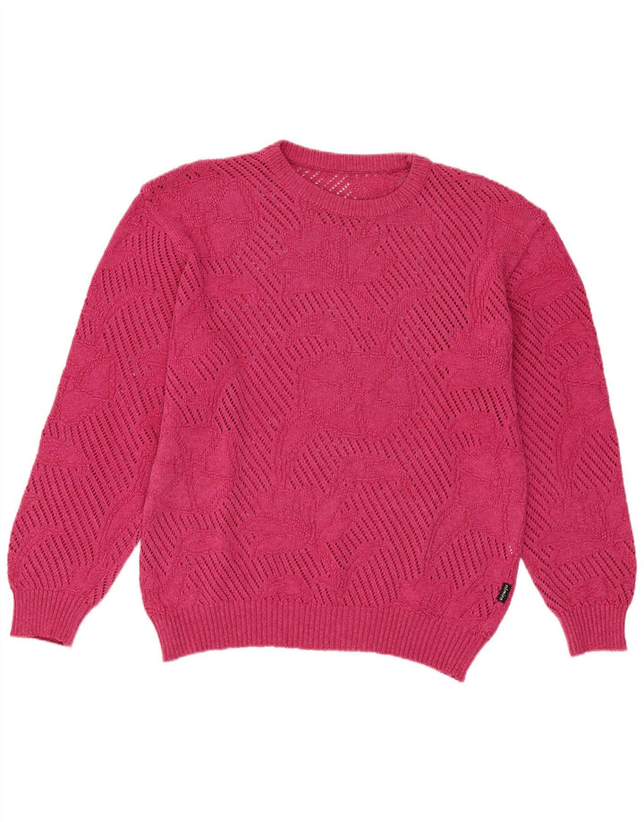 Almira Womens Oversized Crew Neck Jumper Sweater IT 40 Small Pink Cotton