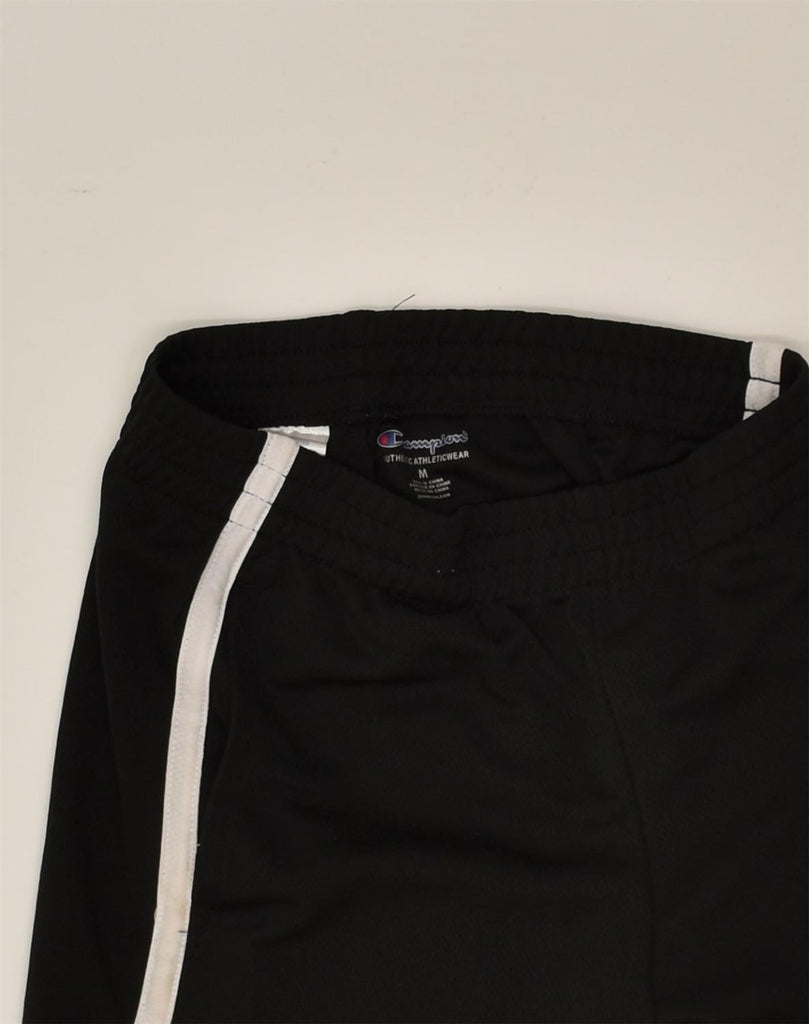 CHAMPION Womens Sport Shorts UK 12 Medium Black Polyester | Vintage Champion | Thrift | Second-Hand Champion | Used Clothing | Messina Hembry 