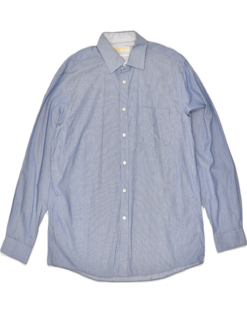 MICHAEL KORS Mens Shirt Size 16 Large Blue Pinstripe Cotton | Vintage Michael Kors | Thrift | Second-Hand Michael Kors | Used Clothing | Messina Hembry 