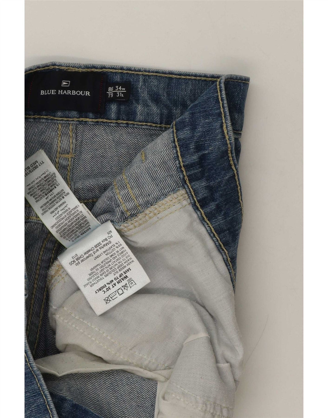 Marks & Spencer Mens Blue Harbour Straight Jeans W34 L31 Cotton