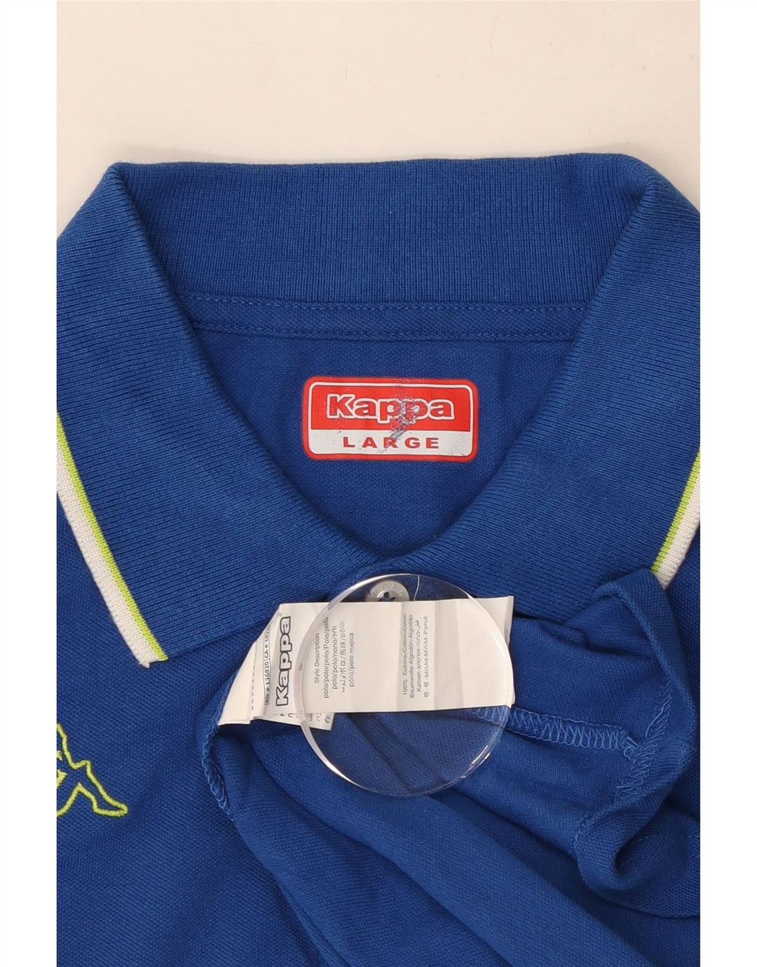 Kappa Mens Long Sleeve Polo Shirt Large Blue Cotton