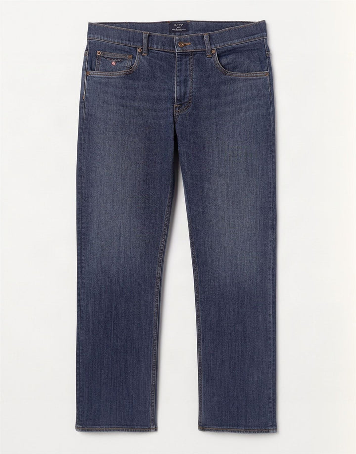 Gant Mens Regular Fit Straight Jeans W34 L30 Blue Cotton