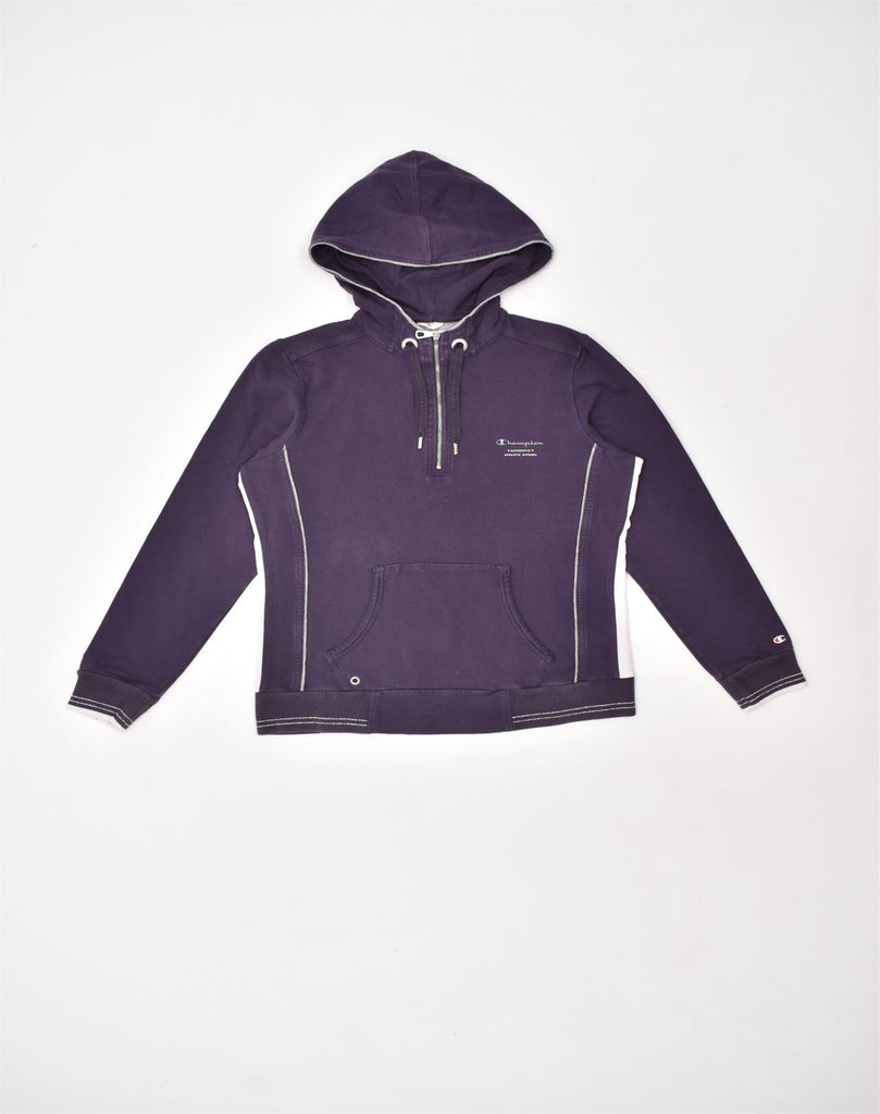 CHAMPION Womens Hoodie Jumper UK 16 Large Purple Cotton | Vintage | Thrift | Second-Hand | Used Clothing | Messina Hembry 