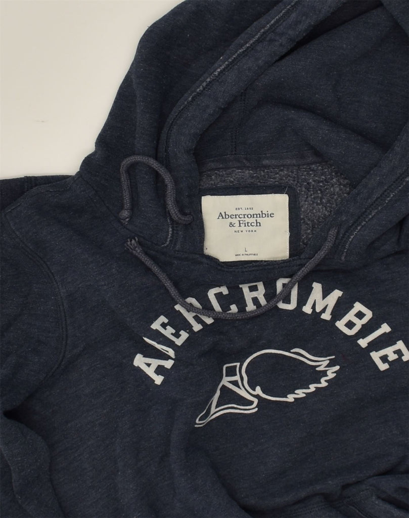 ABERCROMBIE & FITCH Womens Graphic Hoodie Jumper UK 16 Large Navy Blue | Vintage Abercrombie & Fitch | Thrift | Second-Hand Abercrombie & Fitch | Used Clothing | Messina Hembry 