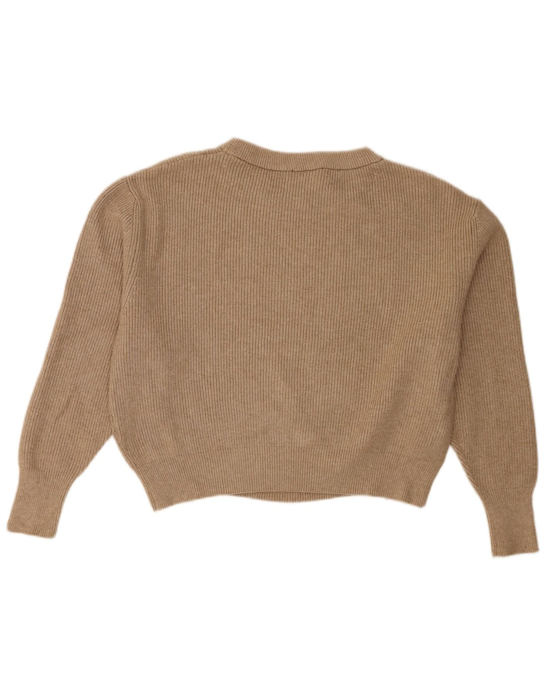 Zara Womens Crop Oversized Boat Neck Jumper Sweater UK 14 Medium Brown