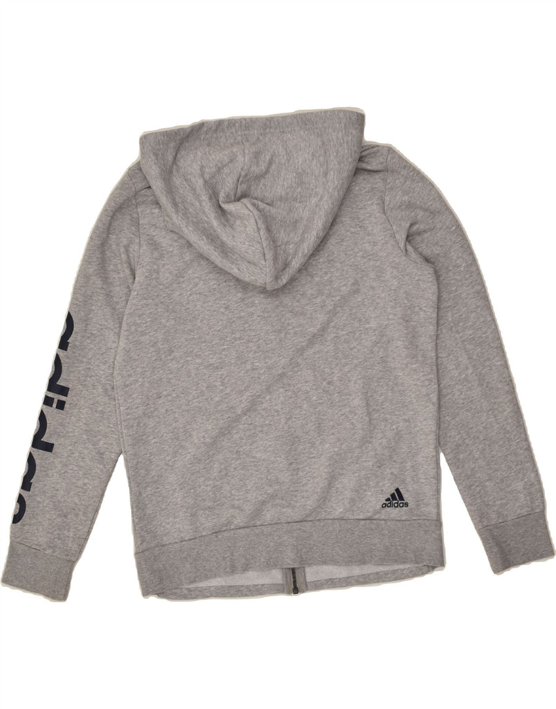 ADIDAS Womens Graphic Zip Hoodie Sweater Size 16-18 Large Grey Cotton | Vintage Adidas | Thrift | Second-Hand Adidas | Used Clothing | Messina Hembry 