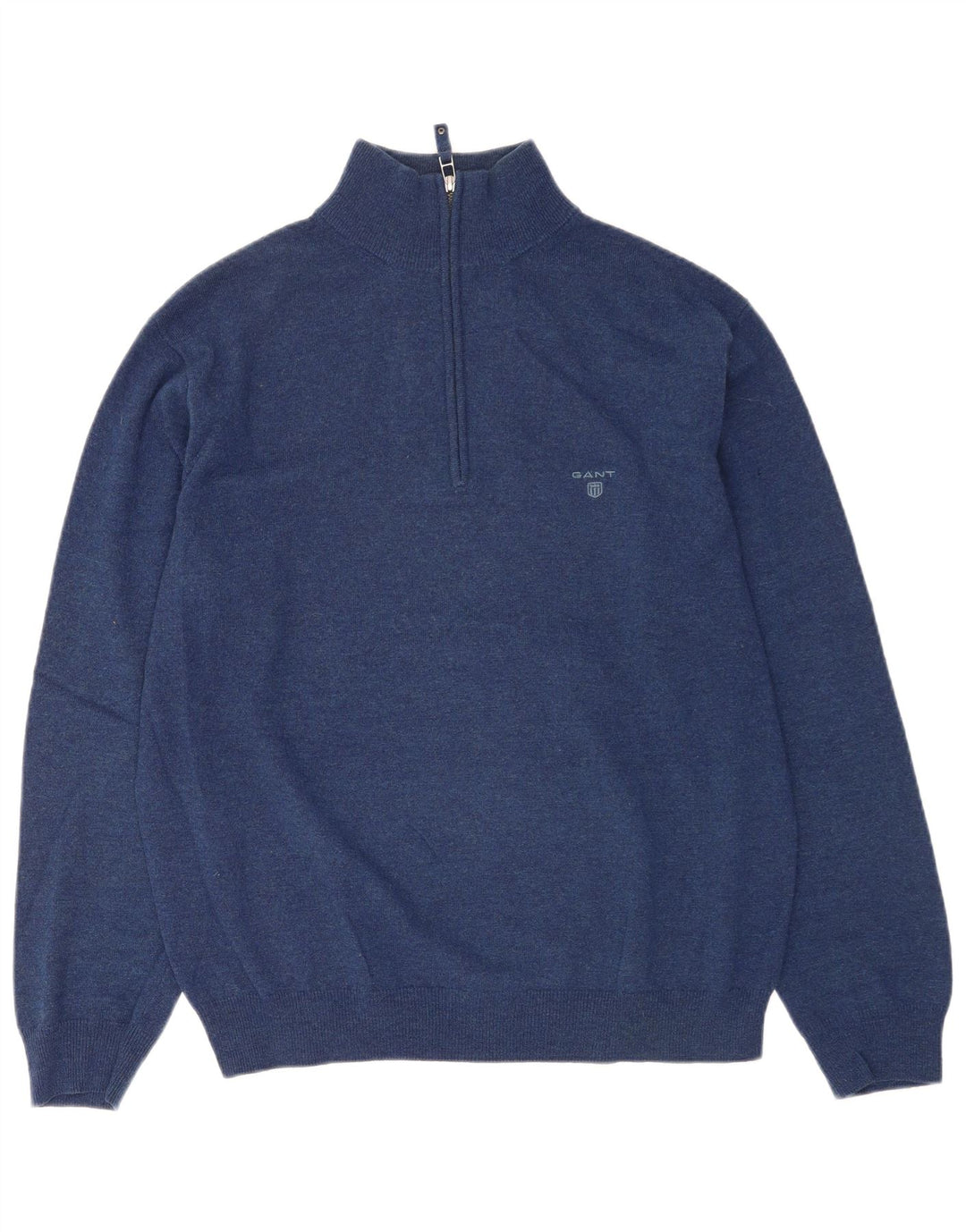 Gant Mens Zip Neck Jumper Sweater XL Navy Blue Lambswool