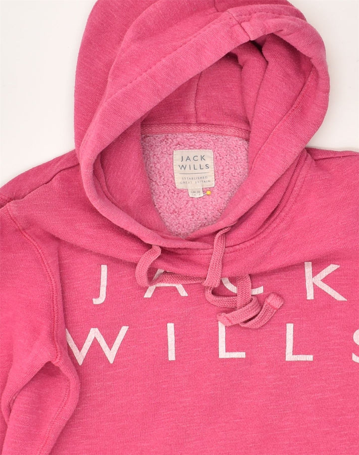 JACK WILLS Womens Graphic Hoodie Jumper UK 10 Small  Pink Cotton | Vintage Jack Wills | Thrift | Second-Hand Jack Wills | Used Clothing | Messina Hembry 
