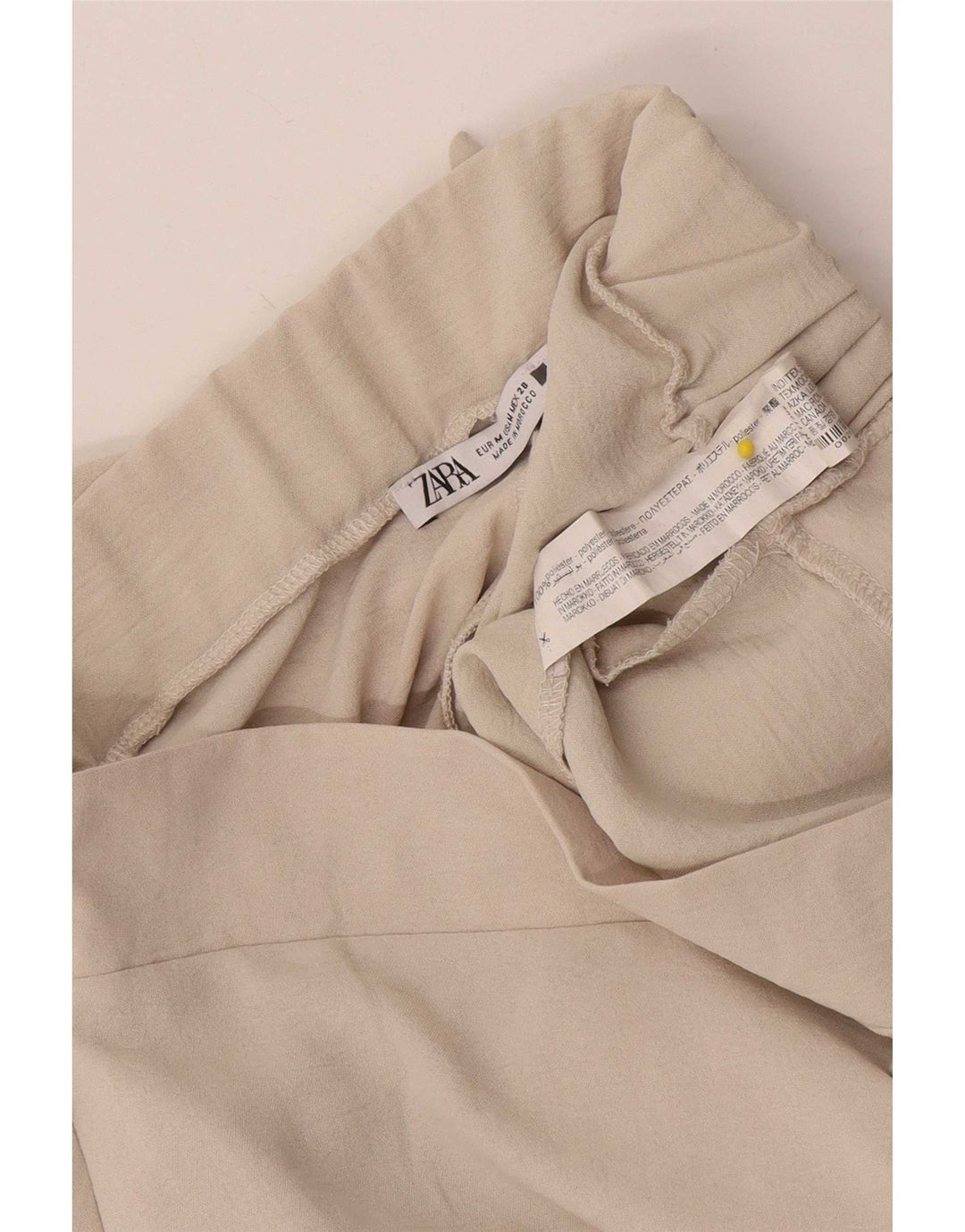 Zara Womens Wide Leg Wrap Trousers Medium W26 L30 Beige Polyester