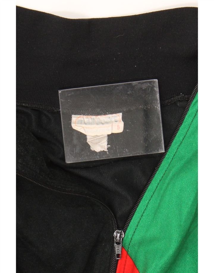 VINTAGE Mens Tracksuit Top Jacket XL Black Colourblock Polyester
