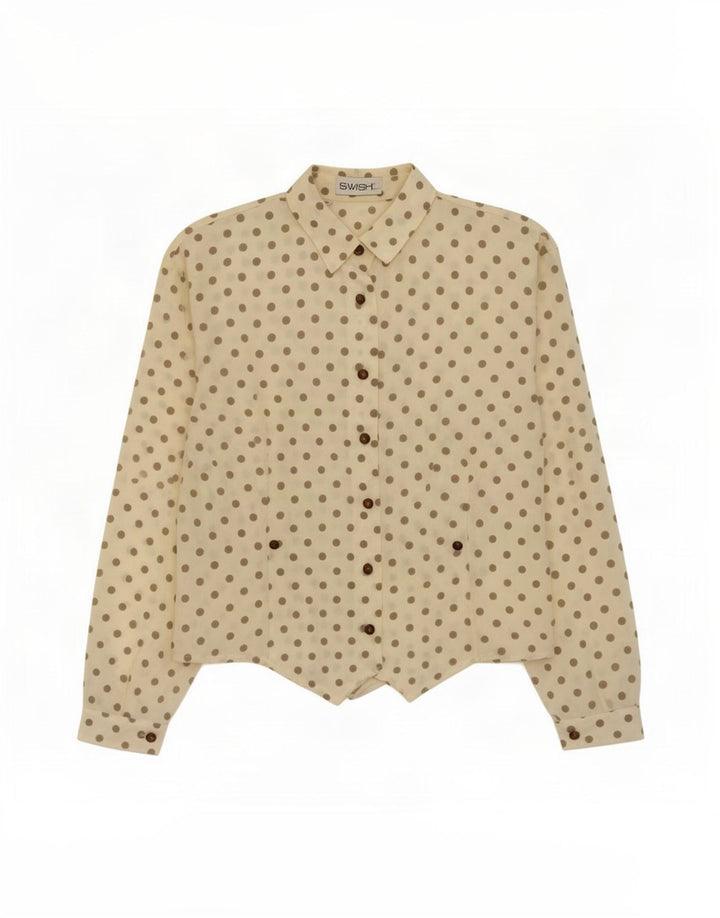 Swish Womens Oversized Shirt Blouse UK 10 Small Yellow Polka Dot Polyester
