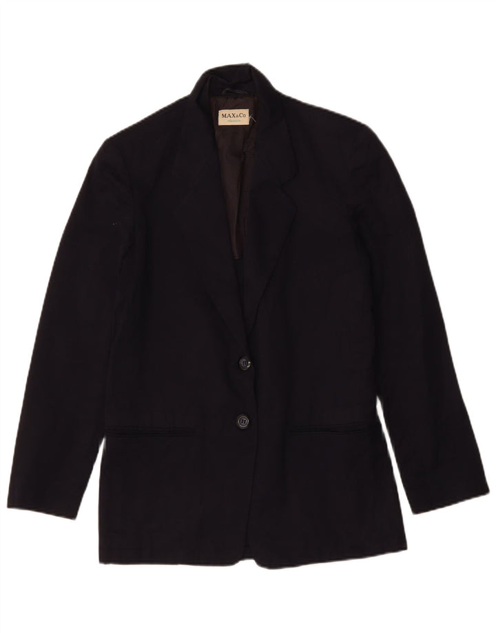 Max & Co. Womens 2 Button Blazer Jacket UK 12 Medium Navy Blue Cotton