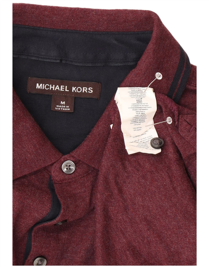MICHAEL KORS Mens Polo Shirt Medium Burgundy Cotton
