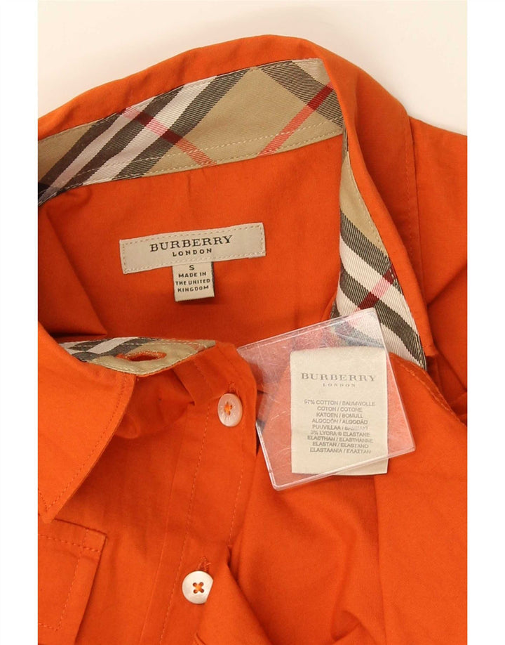 Burberry Womens Shirt UK 10 Small Orange Cotton