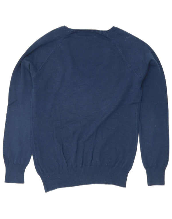 Zara Womens V-Neck Jumper Sweater UK 14 Large Navy Blue