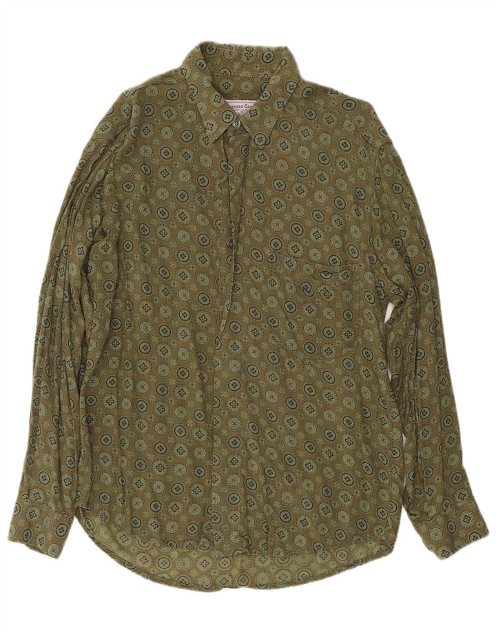 AZZURRA Mens Shirt Medium Khaki Geometric