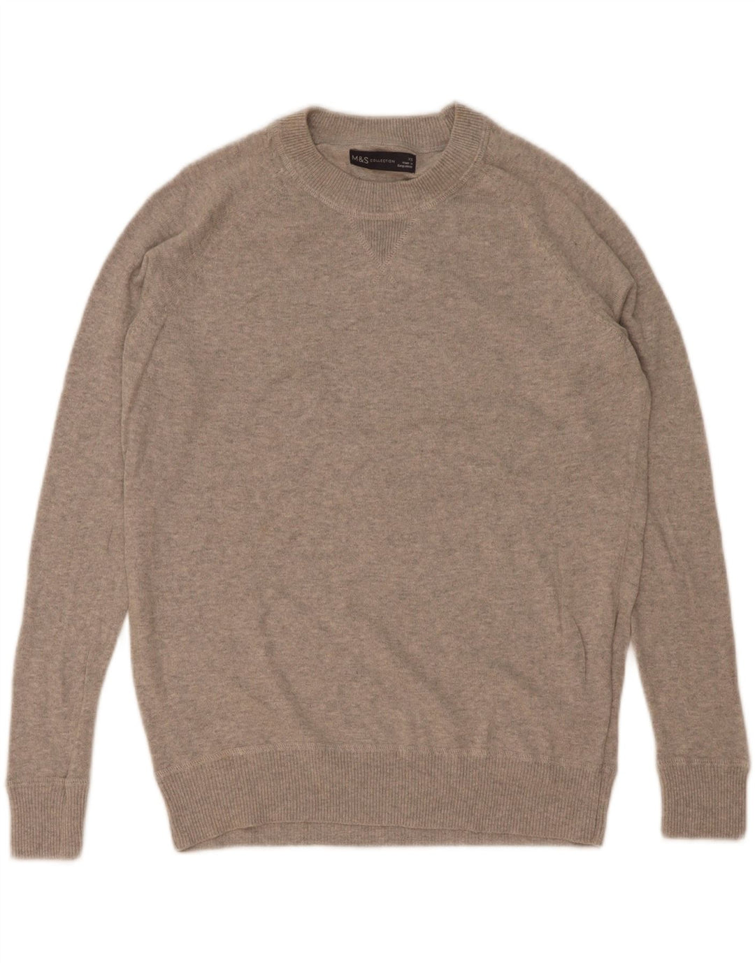 Marks & Spencer Mens Crew Neck Jumper Sweater XS Grey Cotton
