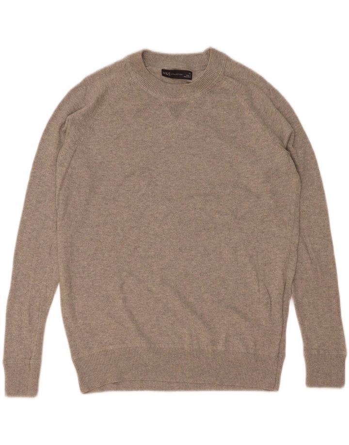 Marks & Spencer Mens Crew Neck Jumper Sweater XS Grey Cotton