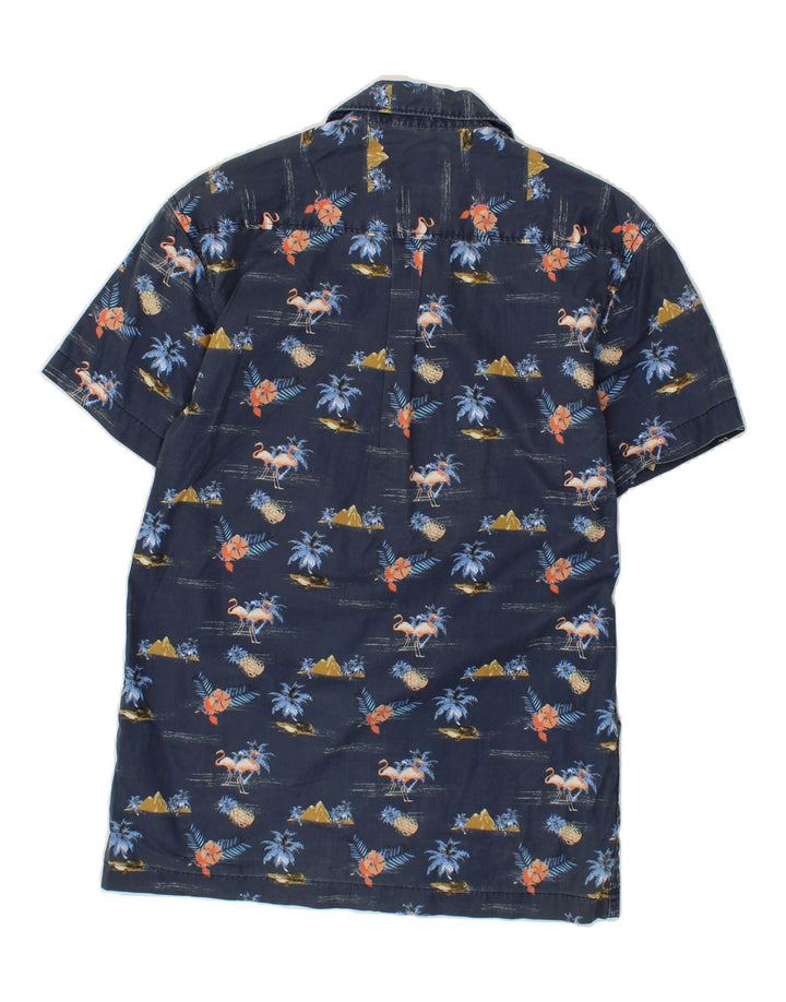 JACK & JONES Mens Short Sleeve Shirt Medium Navy Blue Floral Cotton Vintage Jack & Jones and Second-Hand Jack & Jones from Messina Hembry 