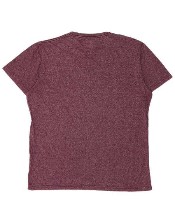 Tommy Hilfiger Mens Graphic T-Shirt Top 2XL Burgundy Flecked