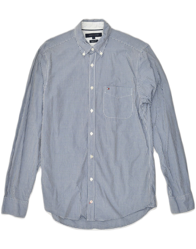 TOMMY HILFIGER Mens Regular Fit Shirt Small Blue Gingham Cotton | Vintage Tommy Hilfiger | Thrift | Second-Hand Tommy Hilfiger | Used Clothing | Messina Hembry 