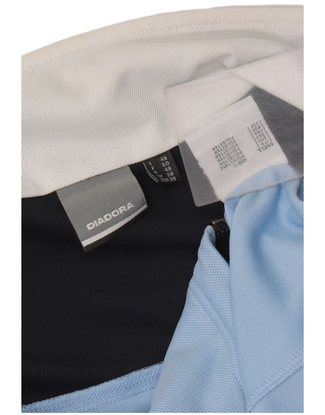Diadora Mens Tracksuit Top Jacket UIK 38 Medium Blue Colourblock Polyester