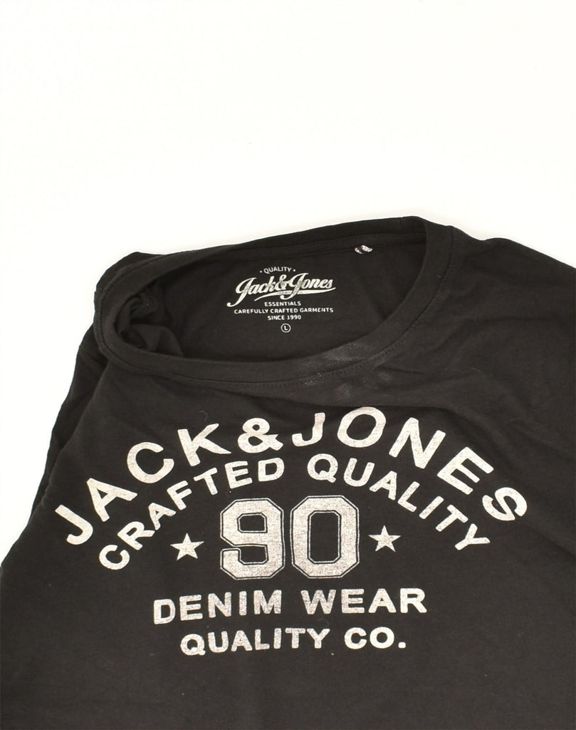 JACK & JONES Mens Slim Graphic T-Shirt Top Large Black Cotton | Vintage Jack & Jones | Thrift | Second-Hand Jack & Jones | Used Clothing | Messina Hembry 