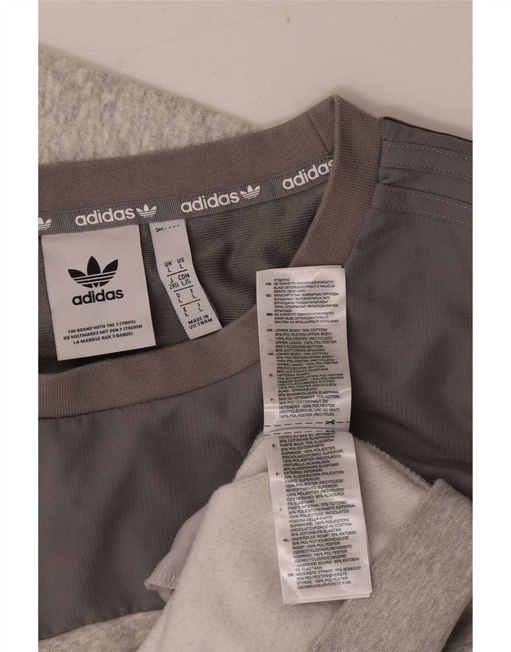 Adidas Mens Sweatshirt Jumper Large Grey Colourblock Cotton