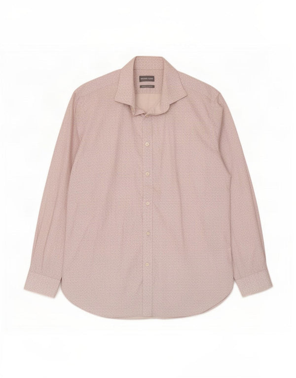 Michael Kors Mens Slim Fit Shirt Size 16 1/5 Large White Geometric