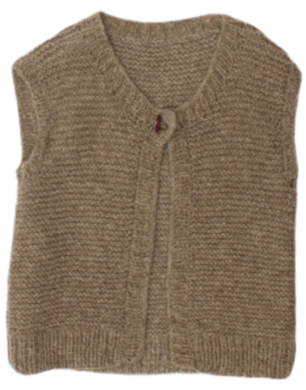 Vintage Womens Sleeveless Cardigan Sweater UK 14 Medium Grey