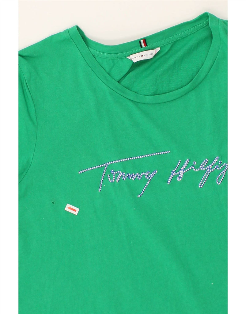 TOMMY HILFIGER Womens Graphic T-Shirt Top UK 18 XL Green | Vintage Tommy Hilfiger | Thrift | Second-Hand Tommy Hilfiger | Used Clothing | Messina Hembry 