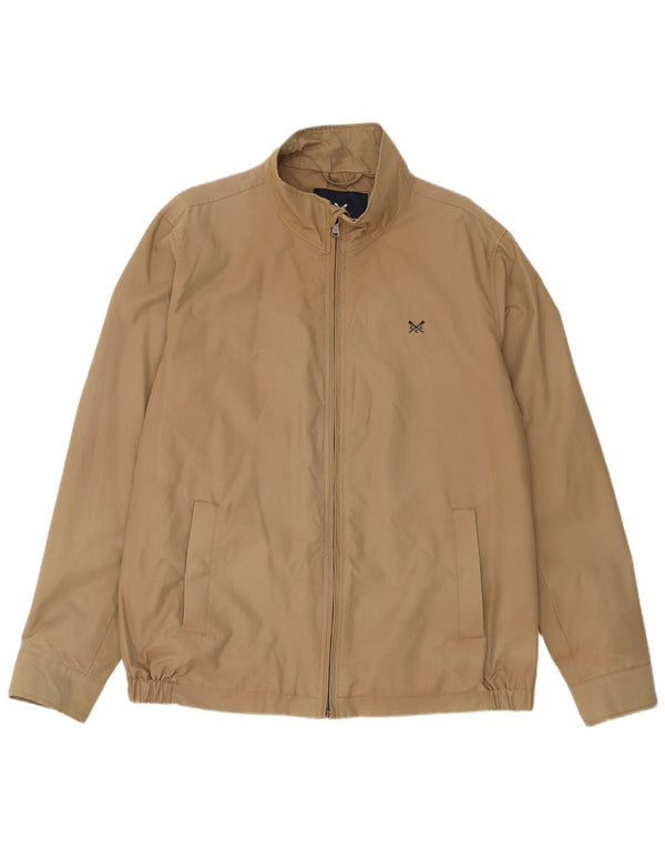 Crew Clothing Mens Bomber Jacket UK 42 XL Beige Cotton